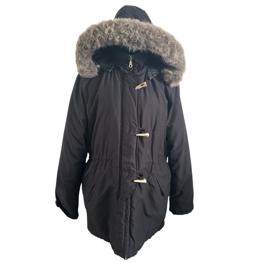 Vintage Rainbow West Puffer Winter Coat size M 80s/90s Faux Fur Lined Hood